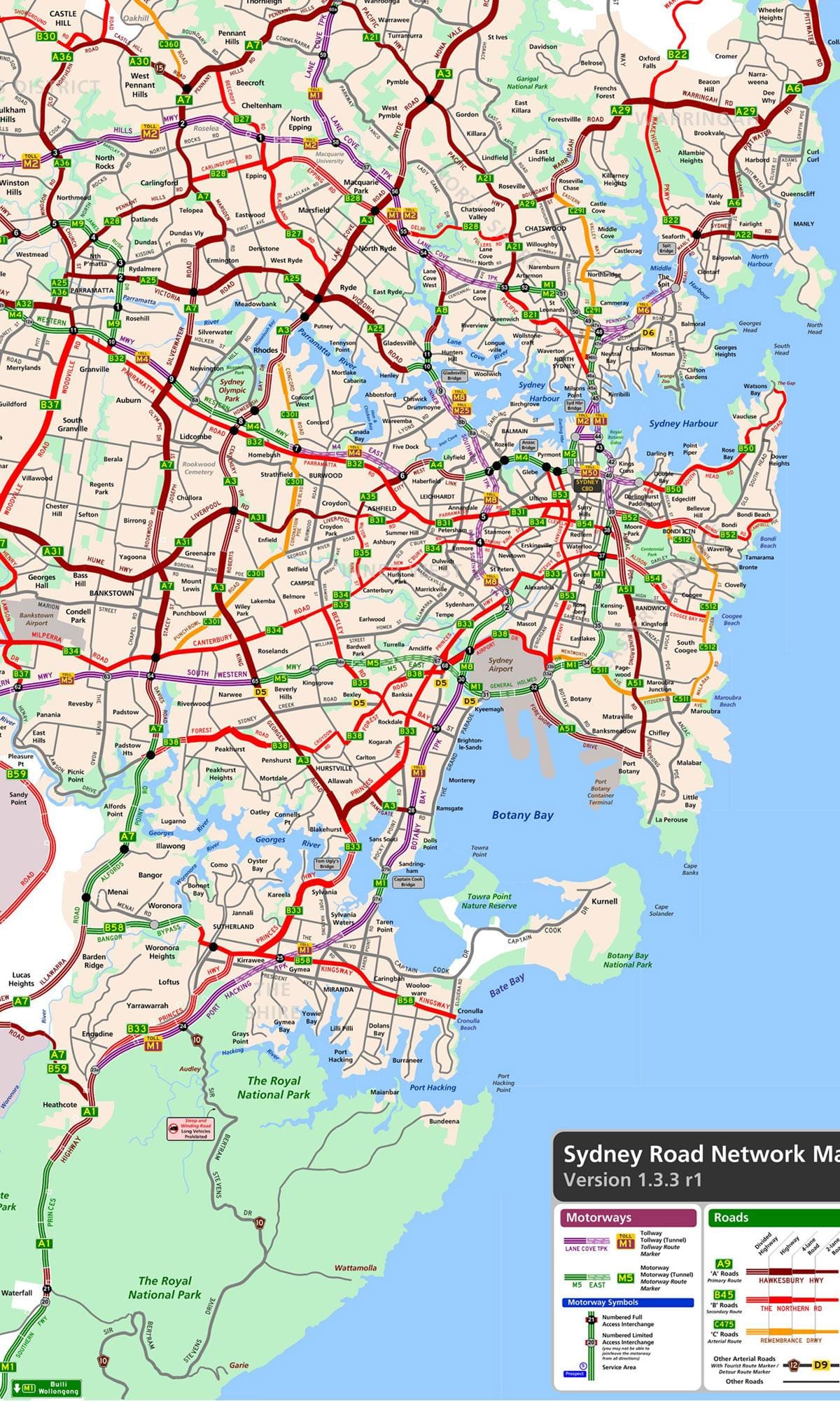シドニーの道路地図